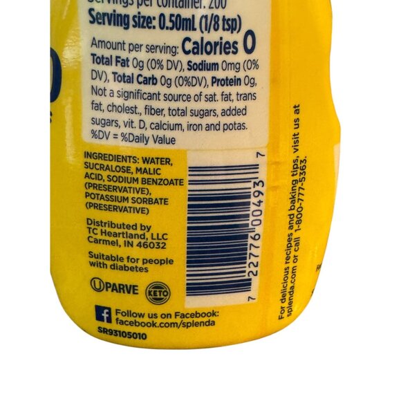Splenda Liquid Zero Calorie Sweetener 3.38 Fl Oz - Picture 3 of 5